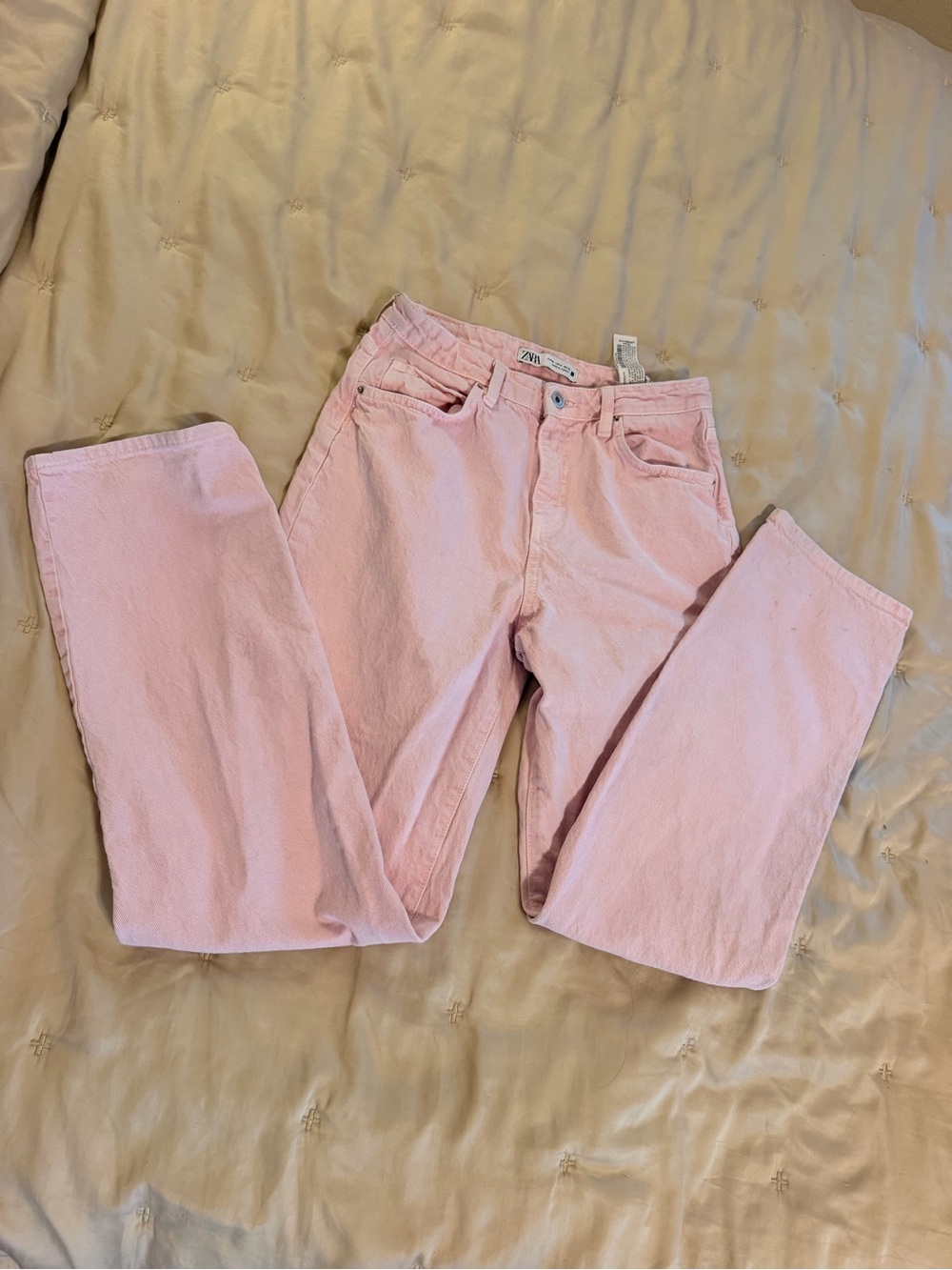 Zara Light Pink Straight Leg Jeans